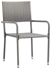 Cadeiras de jantar empilháveis para jardim 2 pcs vime PE cinza
