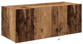Armário de TV vidaXL com luzes LED Madeira velha 80x35x31 cm