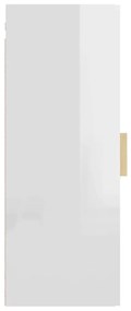 Armário de parede suspenso 34,5x34x90 cm branco brilhante