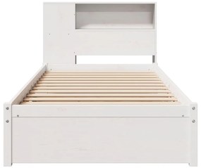Cama com estante sem colchão 90x190 cm pinho maciço branco