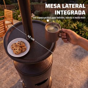 Aquecedor de Exterior a Gás para Terraço com Espaço para Garrafa de Gás 13 kW Castanho