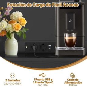 Armário de Cozinha / despensa 100 x 40 x 181 cm com tomadas elétricas, portas USB preto