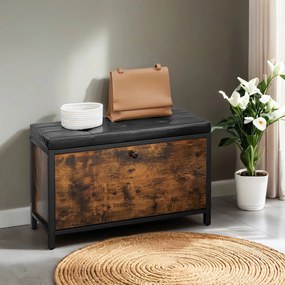 Banco sapateira 80 x 30 x 51 cm (C x L x A) castanho vintage-preto