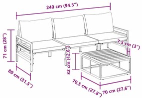 Conjunto de Sofá de Jardim 4 pcs Cinzento-escuro Aço