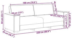 Sofá de 3 lugares preto 180 cm tecido