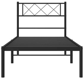 Estrutura de cama com cabeceira 100x200 cm metal preto