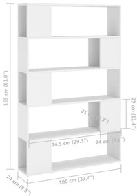 Estante/divisória derivados de madeira branco