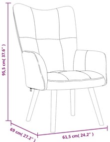 Cadeira de descanso com banco veludo branco nata