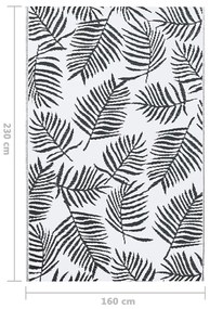 Tapete de exterior 160x230 cm ARAKIL PP branco e preto