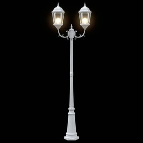 Poste de Luz de Jardim com 2 Lâmpadas E27 Branco 235 cm Alumínio