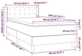 Cama com molas/colchão 90x200 cm veludo rosa