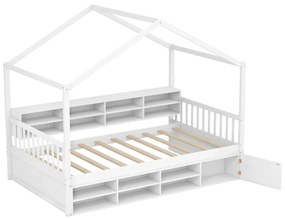 Conjunto de 2 mesas laterais modernas de meados do século com gaveta removível - natural