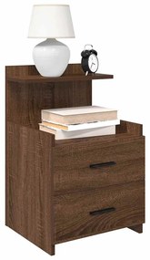 Mesa de cabeceira com 2 gavetas carvalho castanho 40x36,5x62 cm