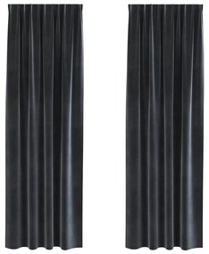 Cortinas Blackout vidaXL com fita superior 2 pcs Cinza Escuro Veludo