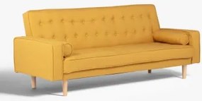 Sofá-cama De 3 Lugares Em Linho Brion Linho Amarelo Caril - Sklum