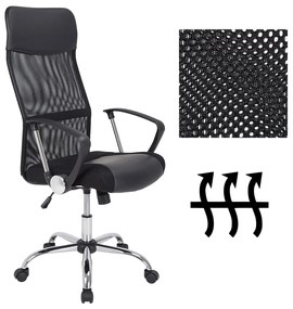 Cadeira de escritório Deluxe com encosto ergonómico 60 x 113-122 cm Preto