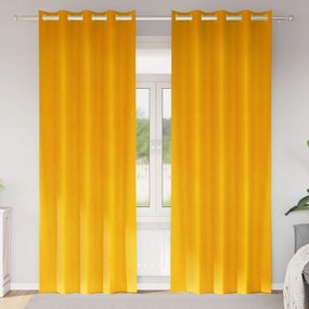 vidaXL Cortinas opacas 2 pcs Amarelo Mostarda 140 x 225 cm Veludo