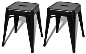 vidaXL Bancos empilháveis 2 pcs metal preto