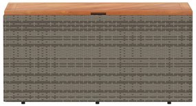 Caixa arrumação jardim 110x50x54 cm vime PE/acácia maciça cinza