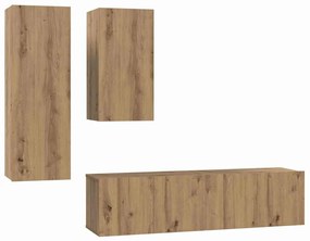 Conjunto de móvel de TV com prateleira 4 pcs carvalho artisiano