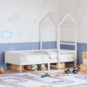 vidaXL Sofá-cama com telhado 90x200 cm madeira de pinho maciça branco