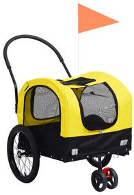 Reboque bicicletas/carrinho para animais 2-em-1 amarelo/preto