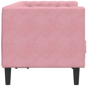 Sofá chesterfield com rolos 2 lugares veludo rosa