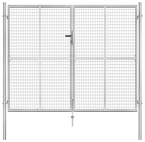vidaXL Portão de jardim em aço galvanizado 306x250 cm prateado
