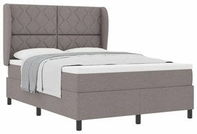 Cama com Estrado e Colchão - Taupe, 140 x 200 cm, Tecido