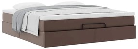 Estrutura de cama otomana com colchão 180x200 cm castanha
