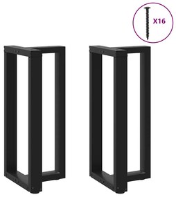 vidaXL Pés de mesa de bar em forma de T, 2 peças, preto, 40x35x(90-91) cm, aço