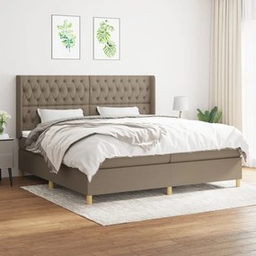 vidaXL Cama com molas/colchão 200x200 cm tecido castanho-acinzentado