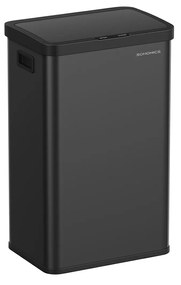 SONGMICS Lixeira com sensor de movimento, lixeira de cozinha 68 L, automática, tampa de fechamento suave, função de retenção, aço, 15 sacos de lixo incluídos, tinta preta LTB630B68