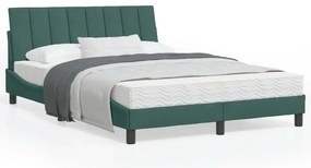 vidaXL Cama com colchão 120x200 cm veludo verde-escuro