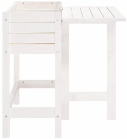 Floreira de jardim com tampo dobrável pinho maciço branco