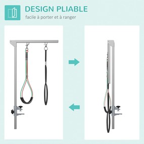 Braço dobrável para cuidados com animais de estimação, em aço inoxidável (MESA NÃO INCLUIDA), com colar de fixação para cães de grande e pequena estat