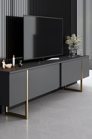 Conjunto de Mobiliário de Sala Luxe – Antracite e Dourado – Console 16