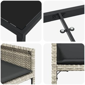 Conjunto de Jantar para Jardim de 5 Peças com Almofadas Cinza Claro em