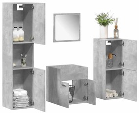 vidaXL 4 pcs conj. móveis casa banho derivados madeira cinza cimento