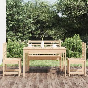 4 pcs conjunto de jantar p/ jardim madeira de pinho maciça