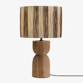 Luminária De Mesa Diniz Em Madeira De Manga ↑30 Cm & Café Marsali Castanho - Sklum