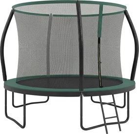 Trampolim 305 cm d, trampolim de jardim com rede de segurança, barras curvas com 180 cm de altura  Preto-verde escuro