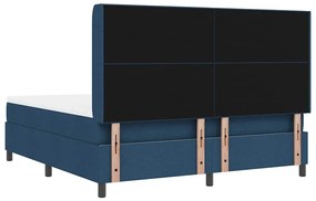 Cama Box com Colchão e LED Azul 180x200 cm, Tecido