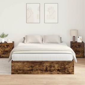 Cama de Armazenamento vidaXL Carvalho Fumado 150x200 cm
