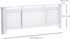 Cobertura de Radiador Extensível, 208,5 x 20,5 x 82,5 cm, Design Contemporâneo, Branco