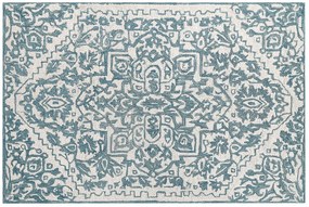 Tapete de lã azul e branca 140 x 200 cm AHMETLI Beliani