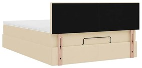 Cama otomana com colchão 140x200 cm tecido creme