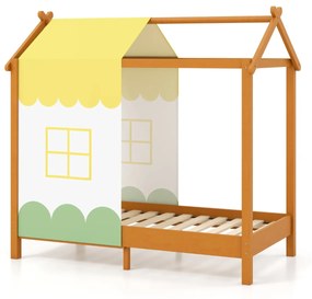 Cama de criança com toldo Plataforma de teatro Toldo amovível 12 ripas de madeira maciça para dormir 70 x 140 cm