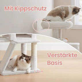 Arranhador para gatos com grande plataforma com caverna e cesto suspenso 48,1 x 48,1 x 96,1 cm branco