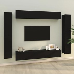vidaXL Conjunto móveis de TV 8 pcs madeira processada preto